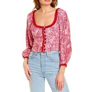 Free People Dare Me Velvet Blouse